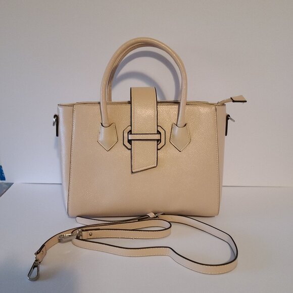ADRIENNE VITTADINI MEDIUM SATCHEL CROSSBODY -CREAM